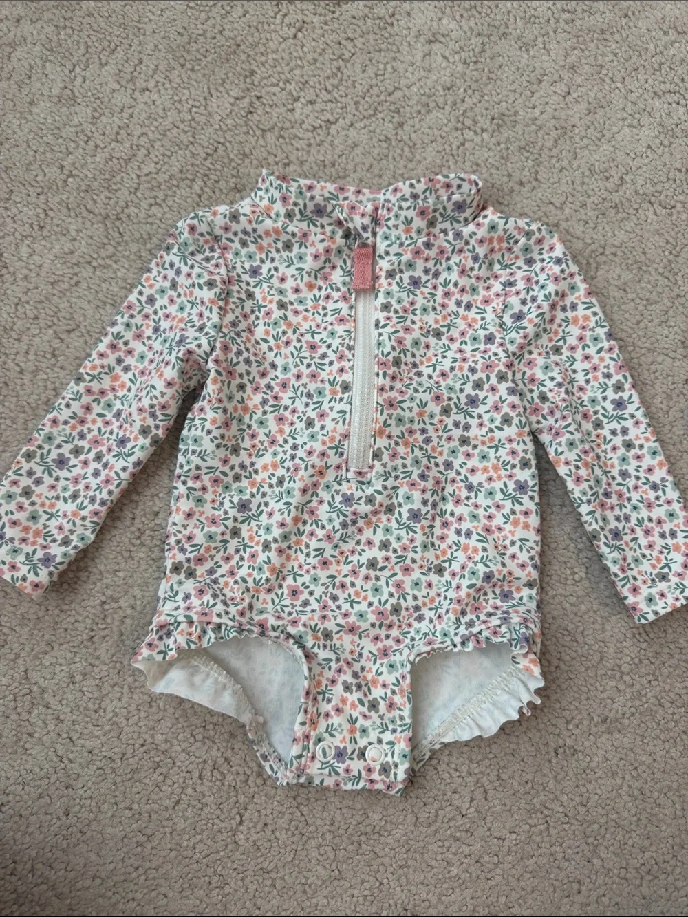 Carter's Little Planet Floral Long-Sleeve One-Piece in Pink, Green, Purple